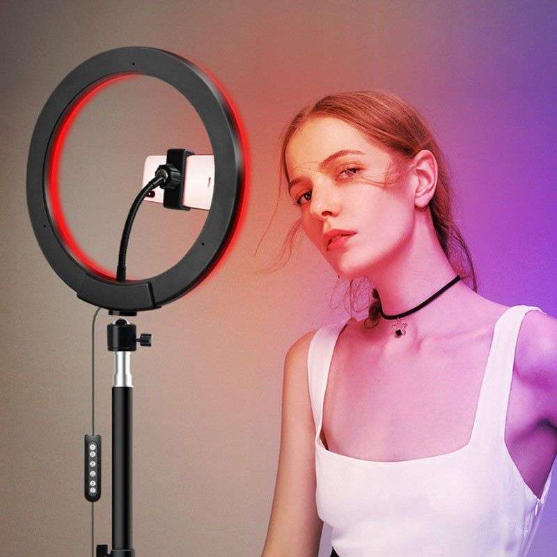 Multicolour RGB LED Ring Light Dimmable Selfie Ring Light 33cm