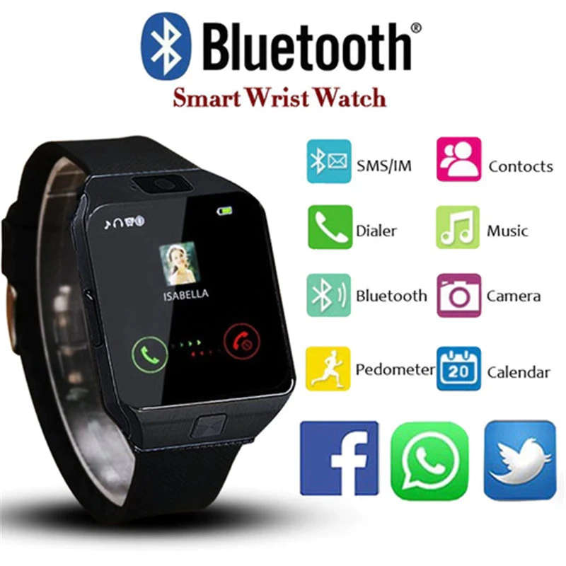 Smartwatch DZ09 with SIM card | SD card slot |Camera - Black