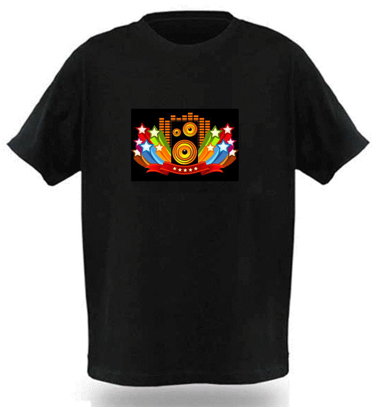 EL Panel Tshirts: Sound activated Light up Tshirt | Boombox