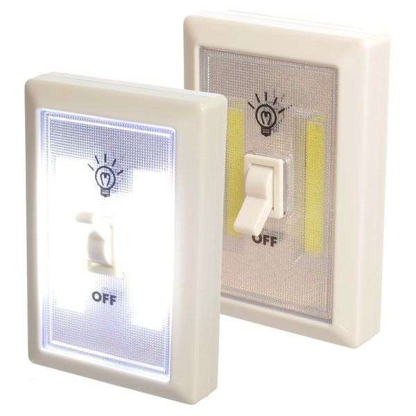 Small LED Wireless Wall Mounted Self Stick Magnetic Light Switch - 2 Pack
