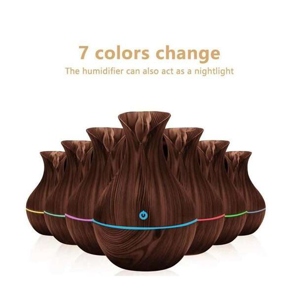 Mini LED Humidifier in dark or light wood colour with USB power cable