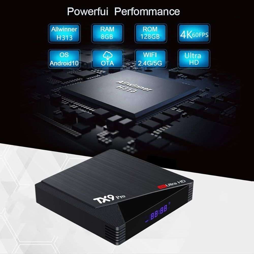 TX9 Pro 6K UHD Android 14.0 Media TV Box+Mini Keyboard+10m Cat5e Ethernet Cable- Combo
