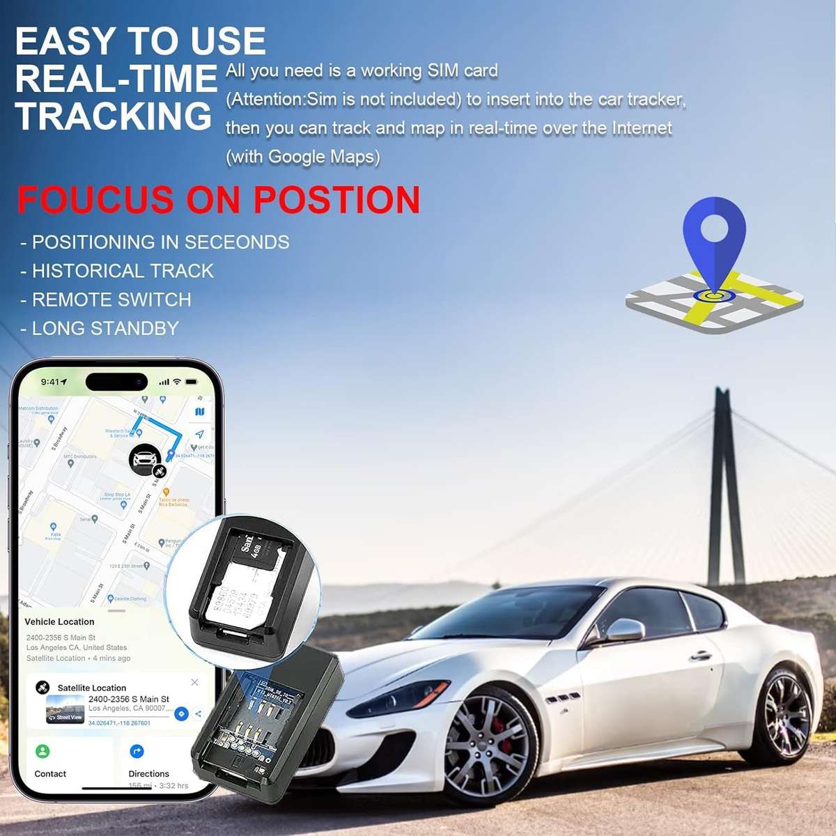 SOS Button Tracker Smart Mini A8 GSM/GPS/LBS Tracker ( School bags or Valued Assets )