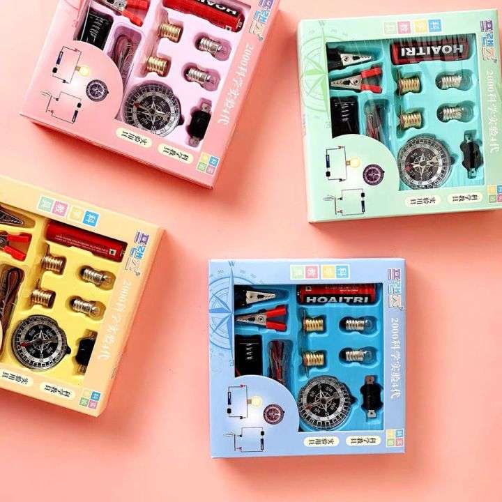 DIY Educational Electric Circuit Science Kit with Bulbs & Compass- Set of 4