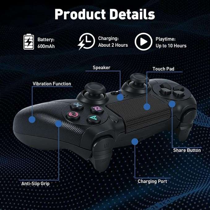 Compatible PS4 Wired Controller Black | PlayStation USB Gamepad