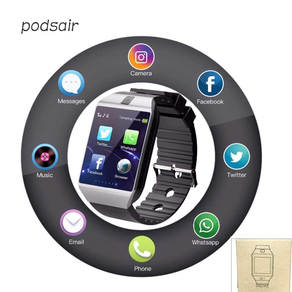 Smart Watch DZ09 - Silver & TWS i11 Wireless Bluetooth Earbuds - White