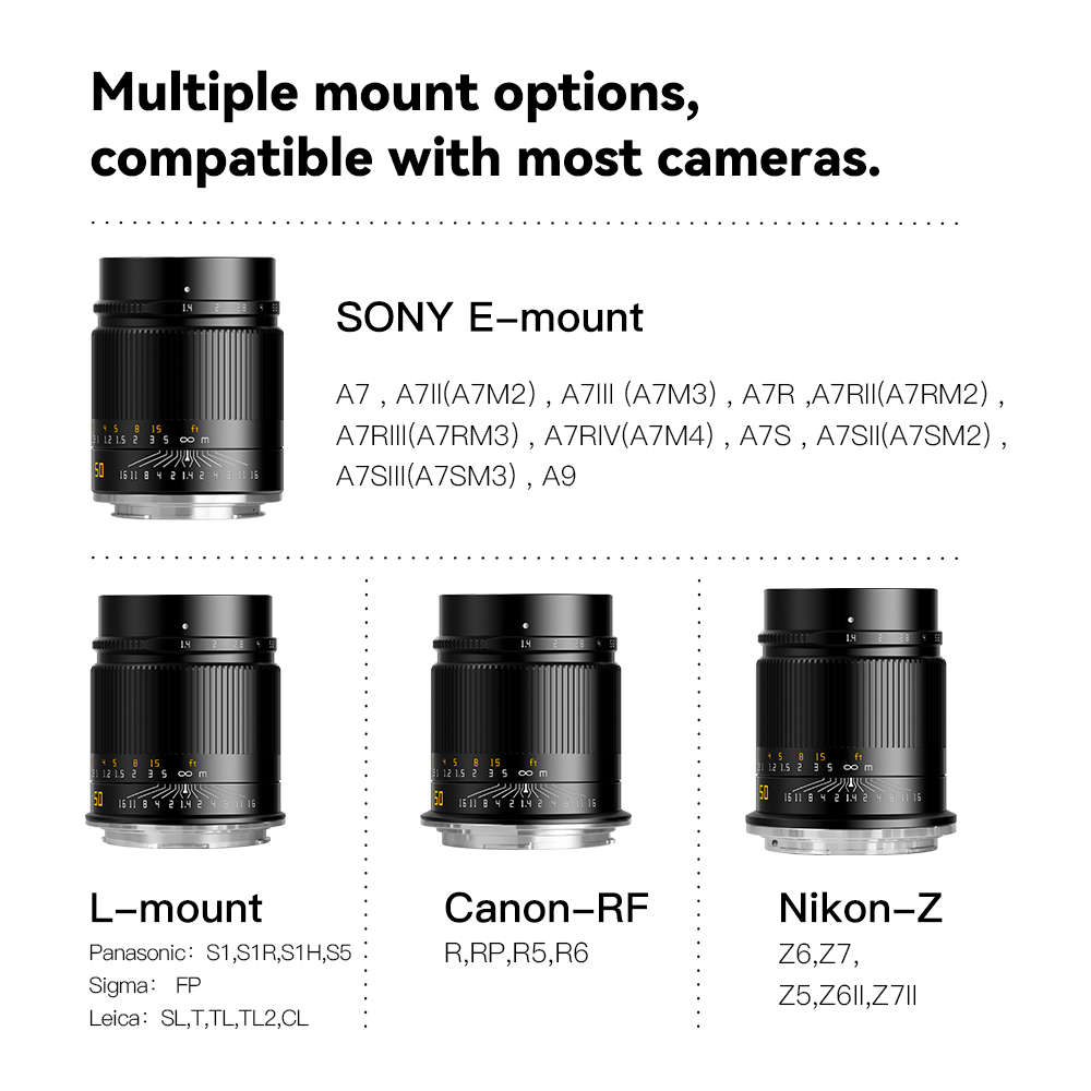 TTArtisan 50mm F1.4 Manual Focus Lens for Canon RF Mount