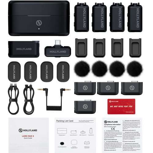 Hollyland LARK MAX 2 Combo 4-Person Wireless Microphone System for Cameras and Mobile Devices (Sp...