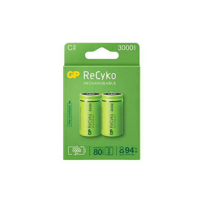 GP Recyko C-Size 3000 mAh Card of 2