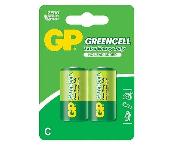 GP Greencell Carbon Zinc C Batteries  2 Pack