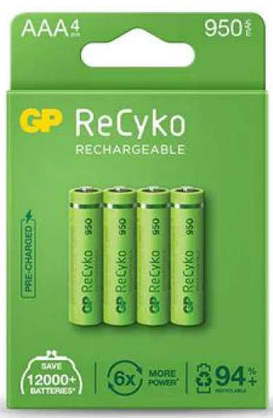 GP ReCyko+ AAA 950 mAh Card of 4