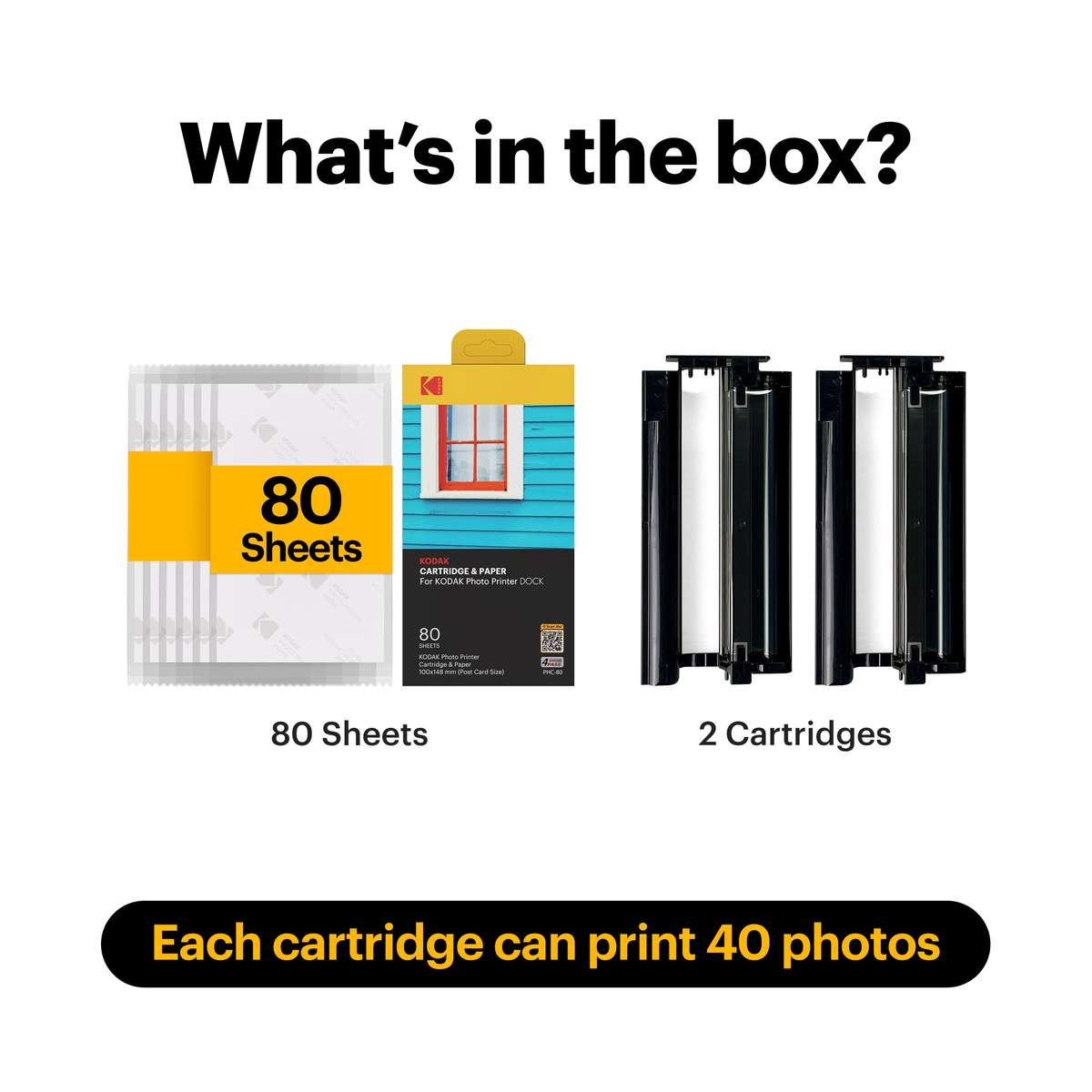 Kodak PHC-80 Consumables - 4x6" 4PASS Cartridge & Paper (80 Sheets)