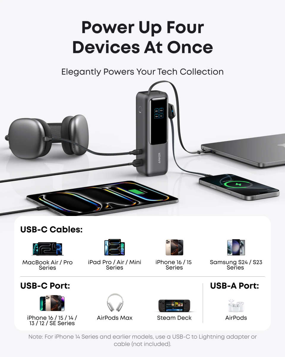 Anker Power Bank 165W USB-C (25,000mAh, Space Black)