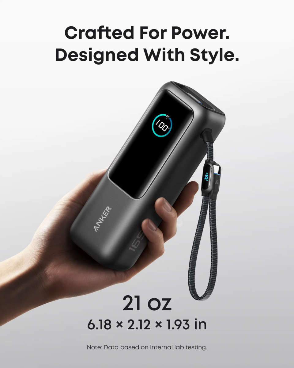 Anker Power Bank 165W USB-C (25,000mAh, Space Black)