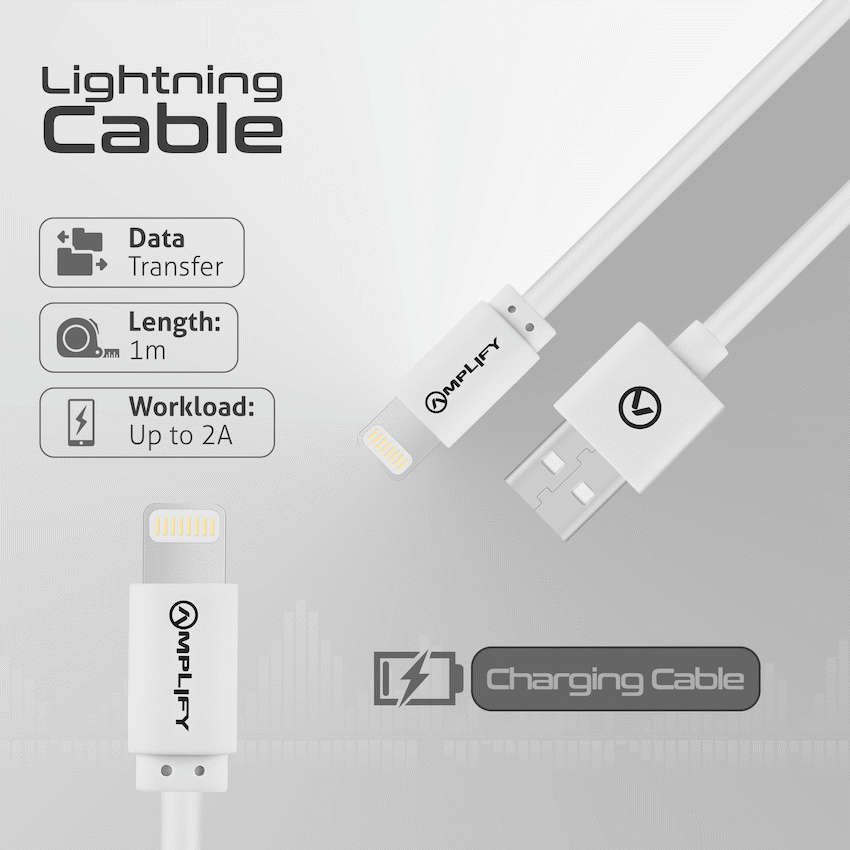 Amplify Lightning Charging Cable for iPhone &amp; iPad (10W) - White