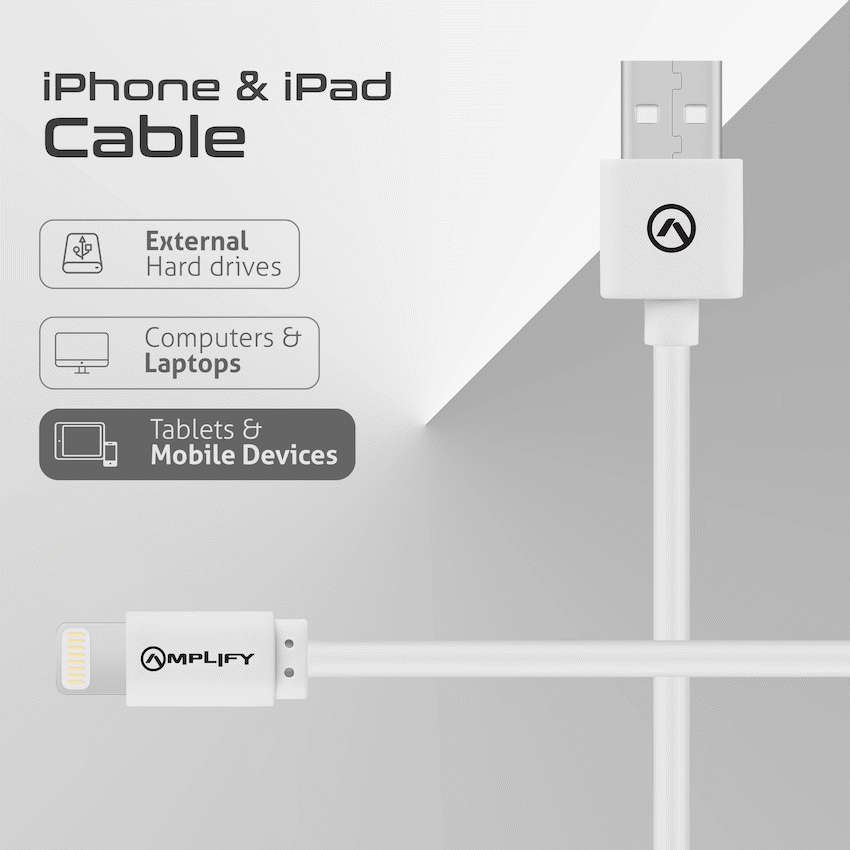 Amplify Lightning Charging Cable for iPhone &amp; iPad (10W) - White