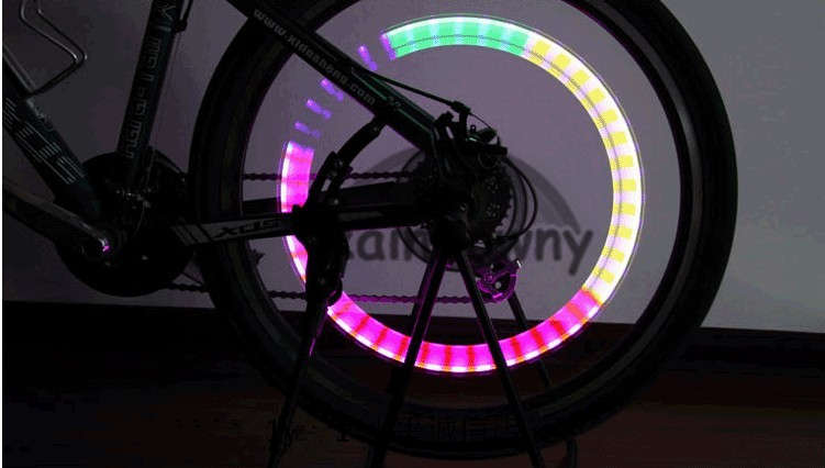 Double Colorful Led Tire Valve Light For Bicycle Motorcycle Car