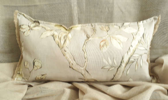 Lumber Cushion in Grey Bird in Tree Design