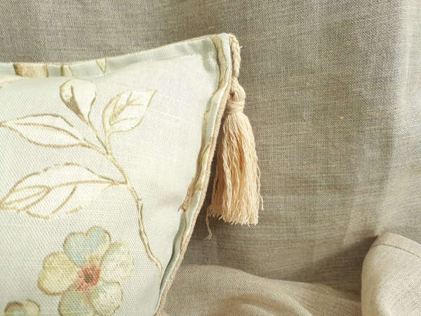 Lumber Cushion in Duckegg Bird in Tree Design