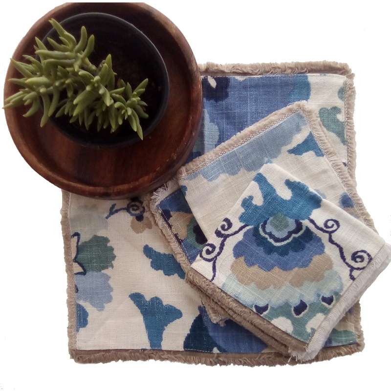 Fringed Linen Cocktail Napkins