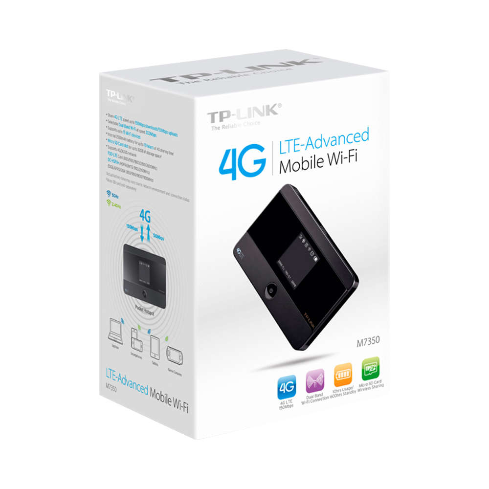 Tp-Link - M7350 4G LTE Mobile Wi-Fi Hotspot Router with Screen Display - Tp-Link - M7350 4G LTE M...