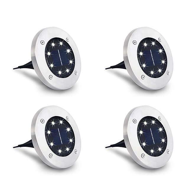 8LED 4PCS Solar Lights  LED Outdoor Garden Disk Lights Waterproof