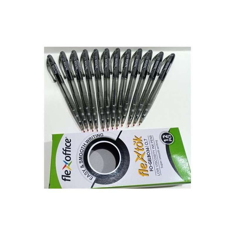 Flexoffice 0.7mm Black Retractable Gel Pens box