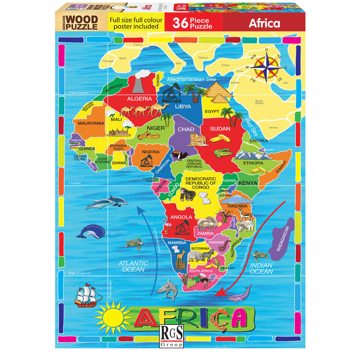 Map of Africa 36 Piece Genuine Wood Puzzle