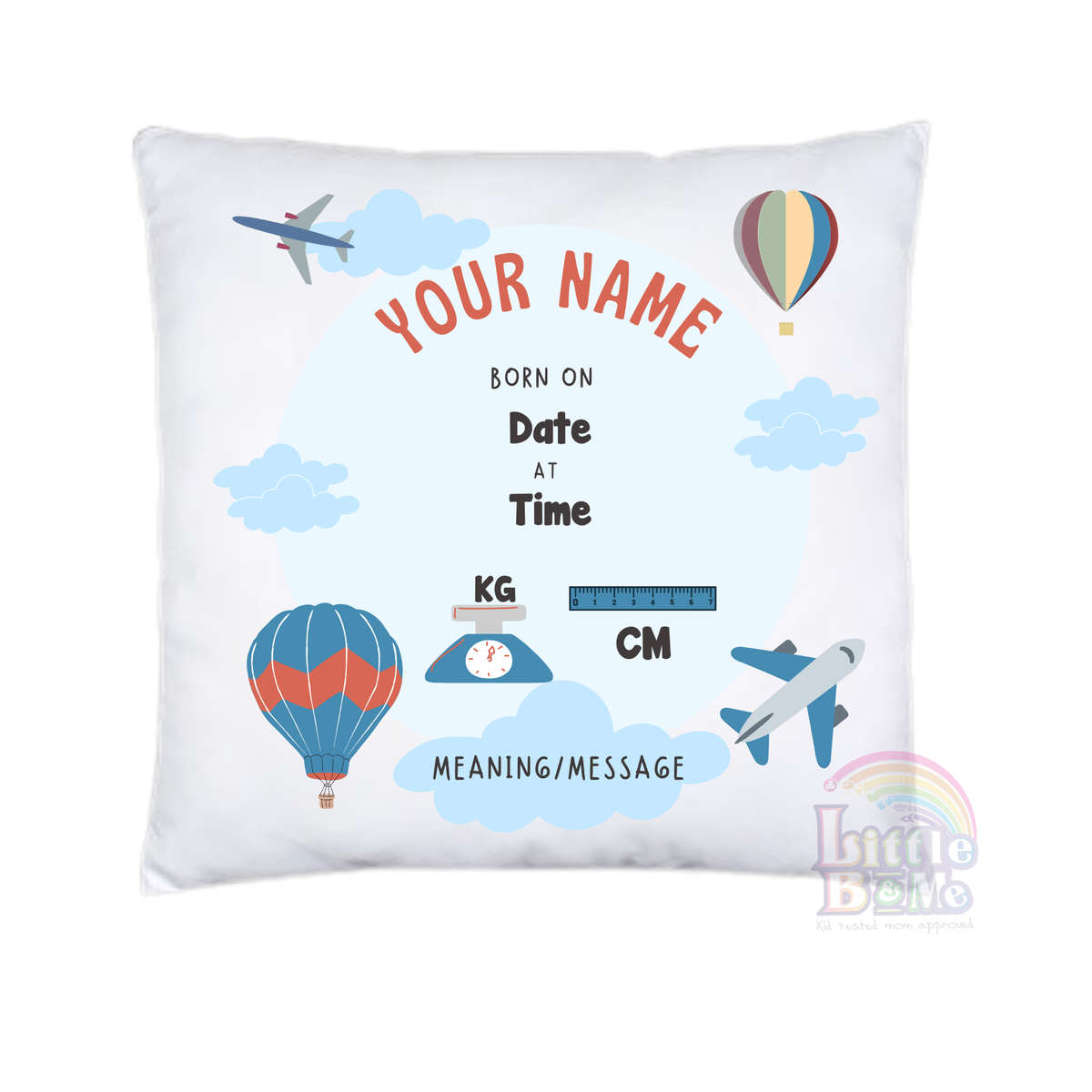 Personalized Birth Announcement Cushion - Boy