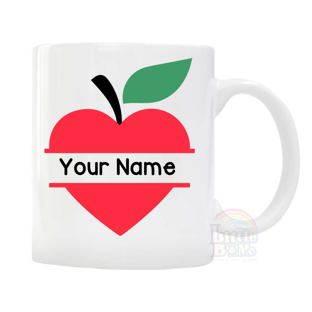 Personalized Teacher Heart Apple Mug