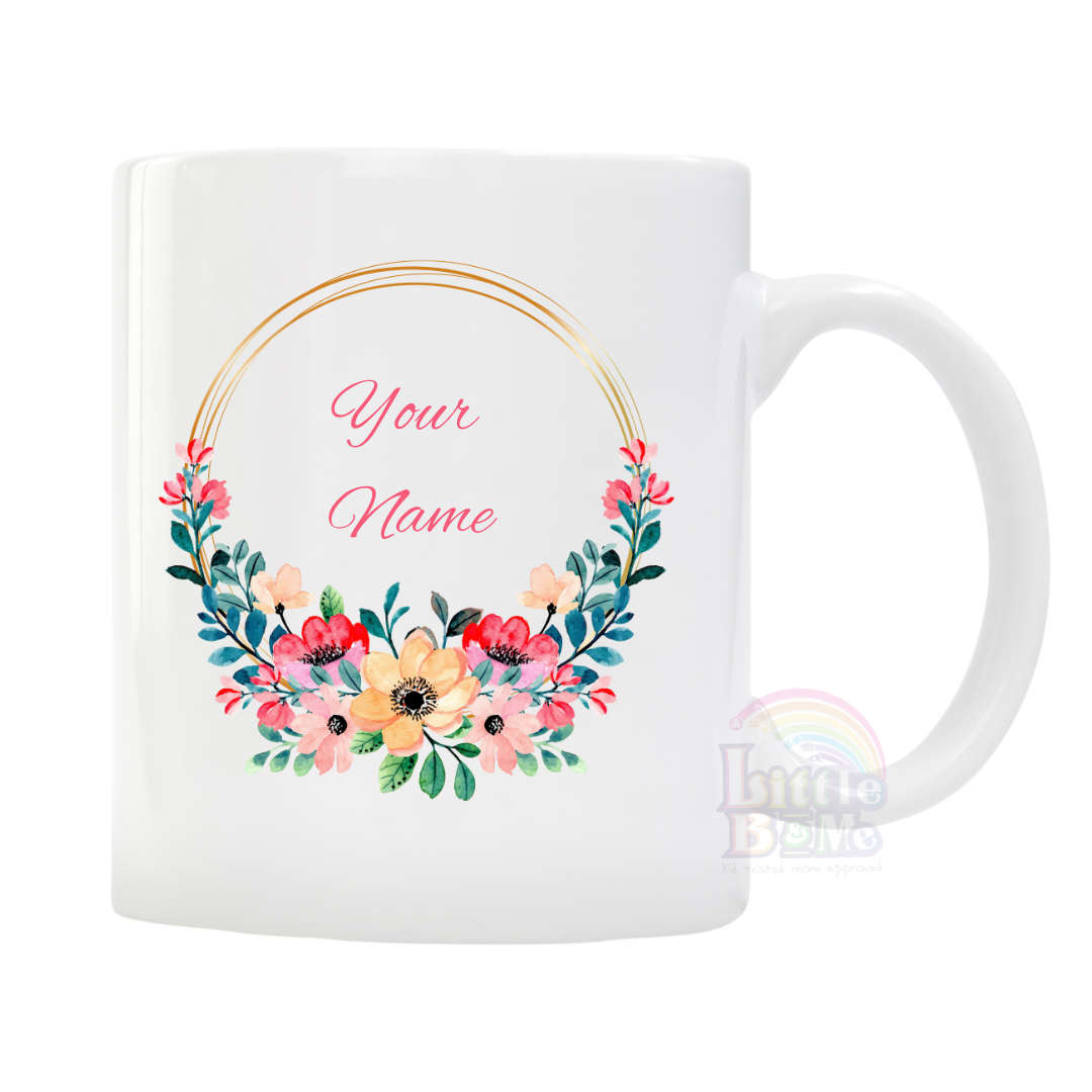 Personalized Rainbow Floral Mug