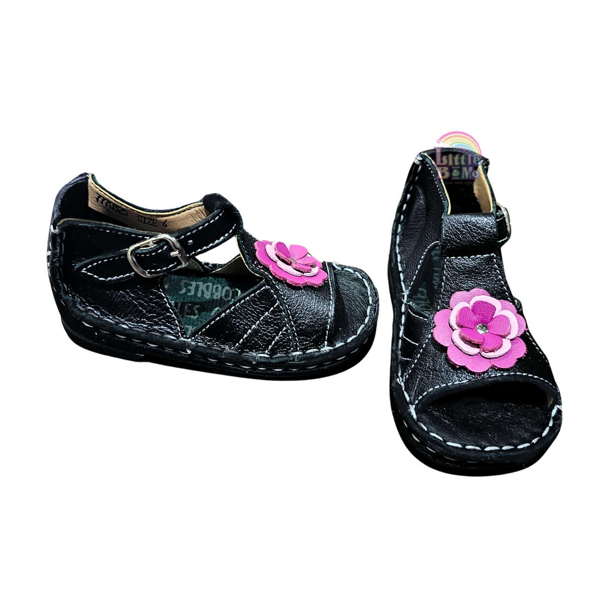 Cobbles - Black and Pink Flower (5,6)