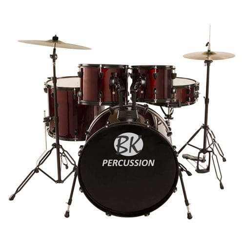 BK 5 Piece Drum set with Hardware and Cymbals - Red