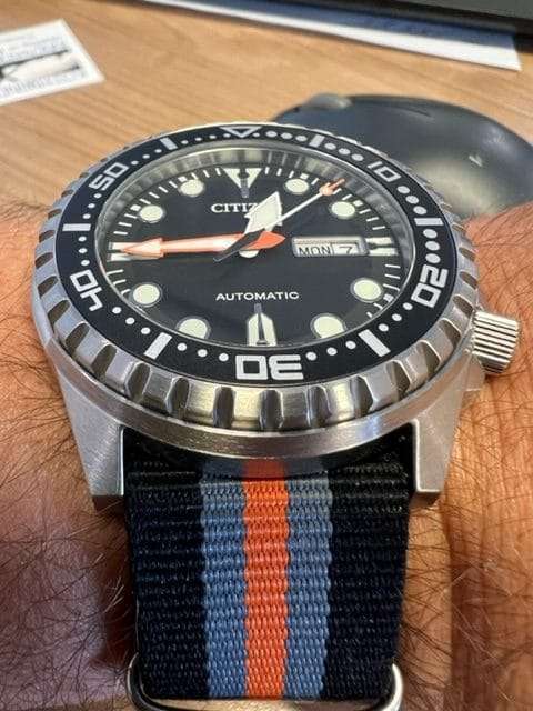 24mm Nato Watch Strap Black/Grey/Orange