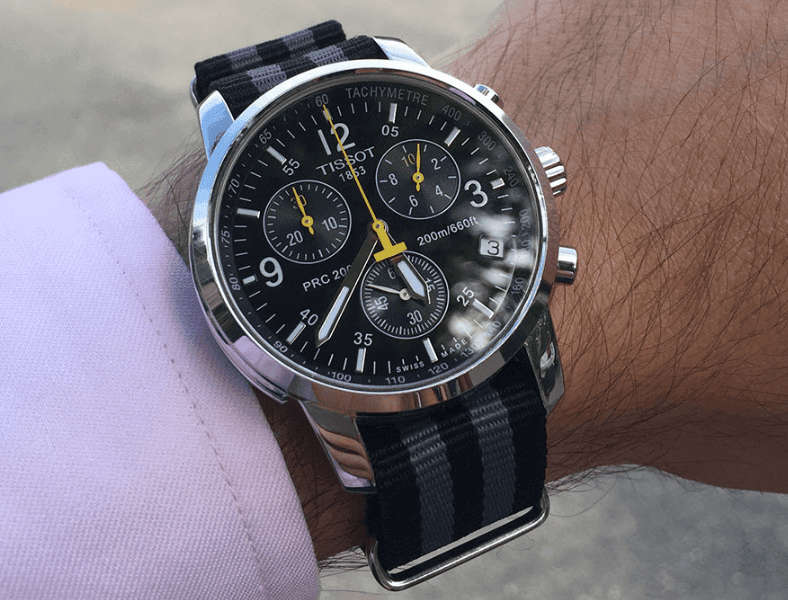 22mm Nato Watch Strap Black/Grey (Bond)