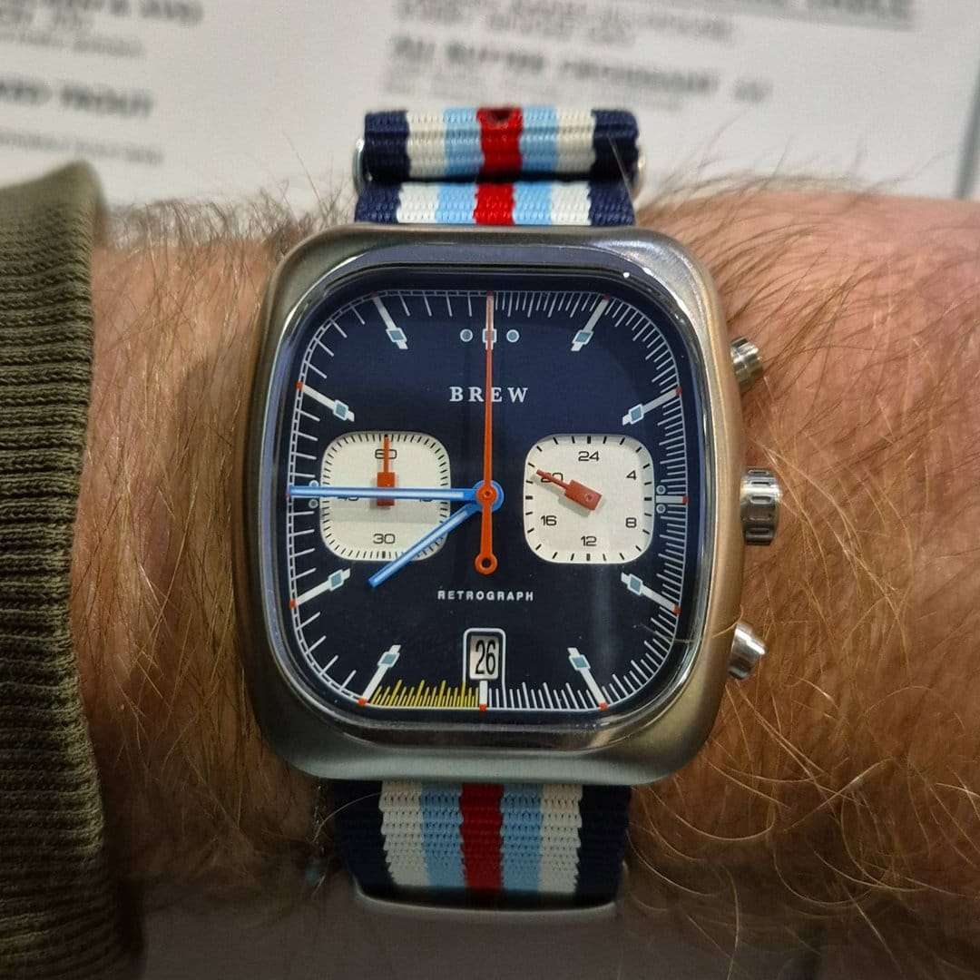 18mm Nato Watch Strap Navy/White/Cyan/Red