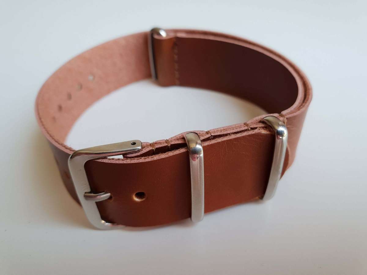 20mm Faux Leather Nato Watch Strap Tan