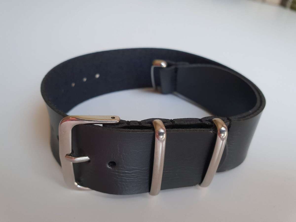 20mm Faux Leather Nato Watch Strap Black