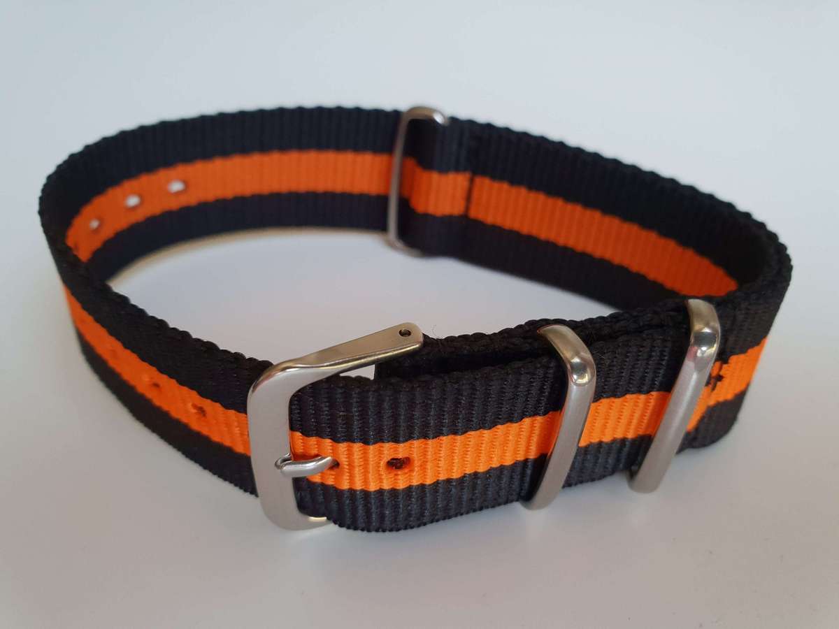 20mm Nato Watch Strap Black/Orange