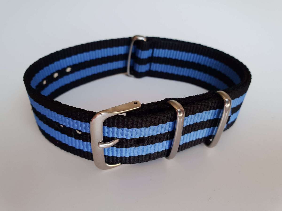 20mm Nato Watch Strap Black/Blue