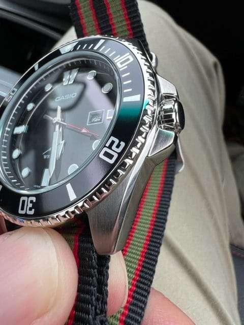 20mm Nato Watch Strap Black/Red/Khaki (Vintage Bond)