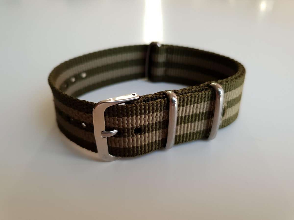 20mm Nato Watch Strap Khaki-Stripe