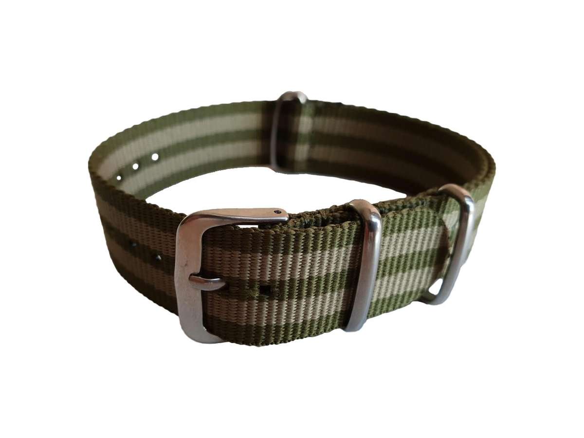 20mm Nato Watch Strap Khaki-Stripe