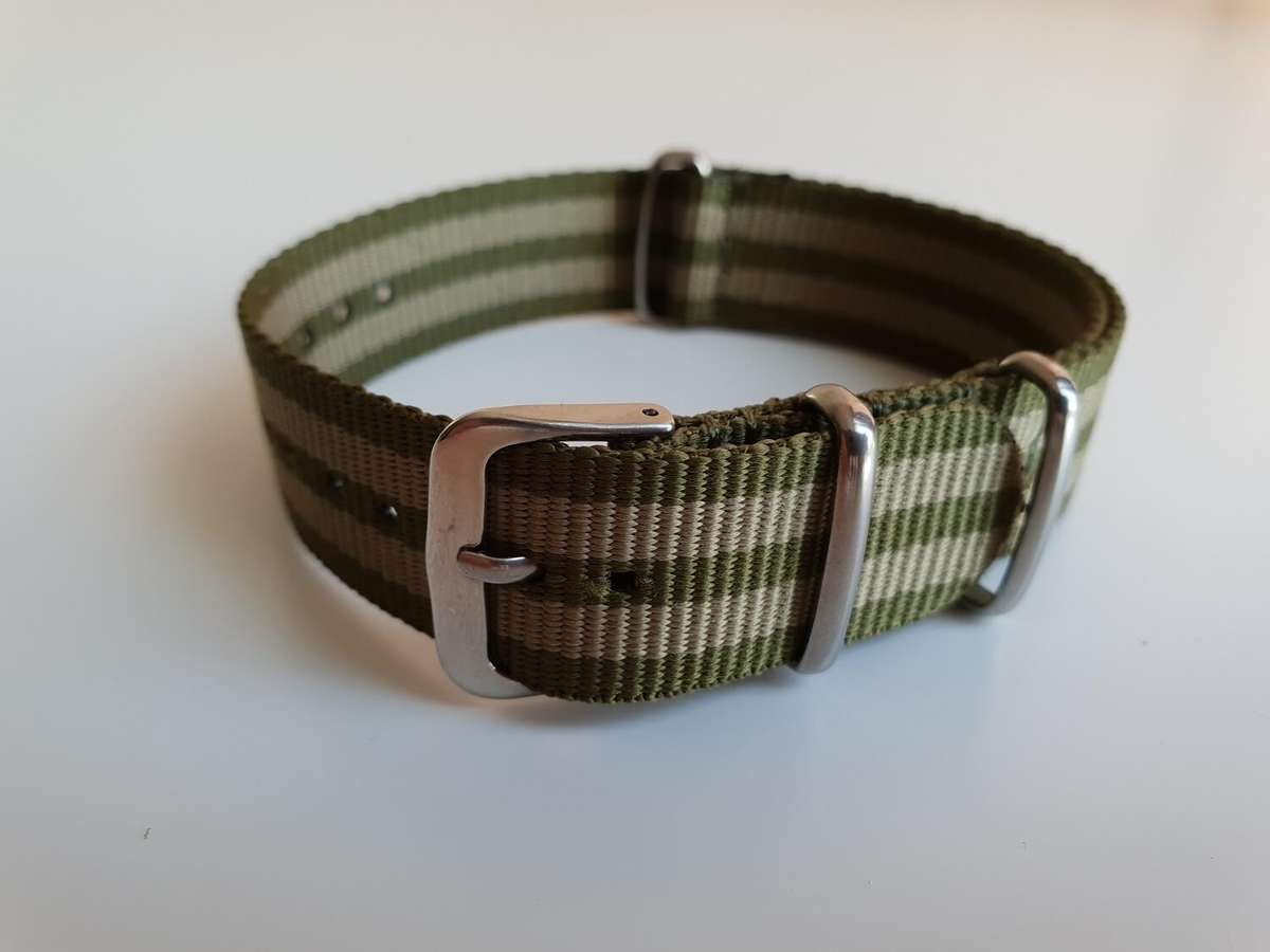 18mm Nato Watch Strap Khaki-Stripe