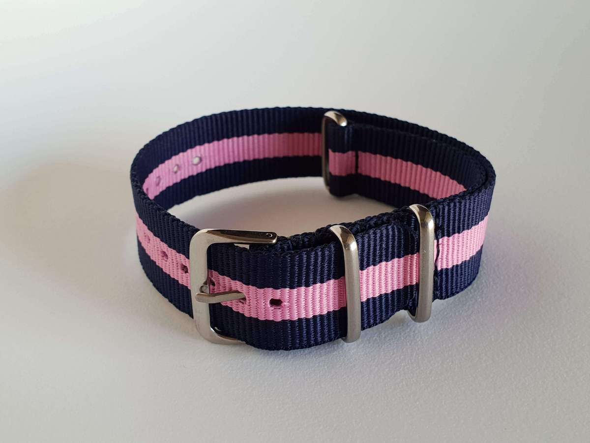 20mm Nato Watch Strap Navy/Pink