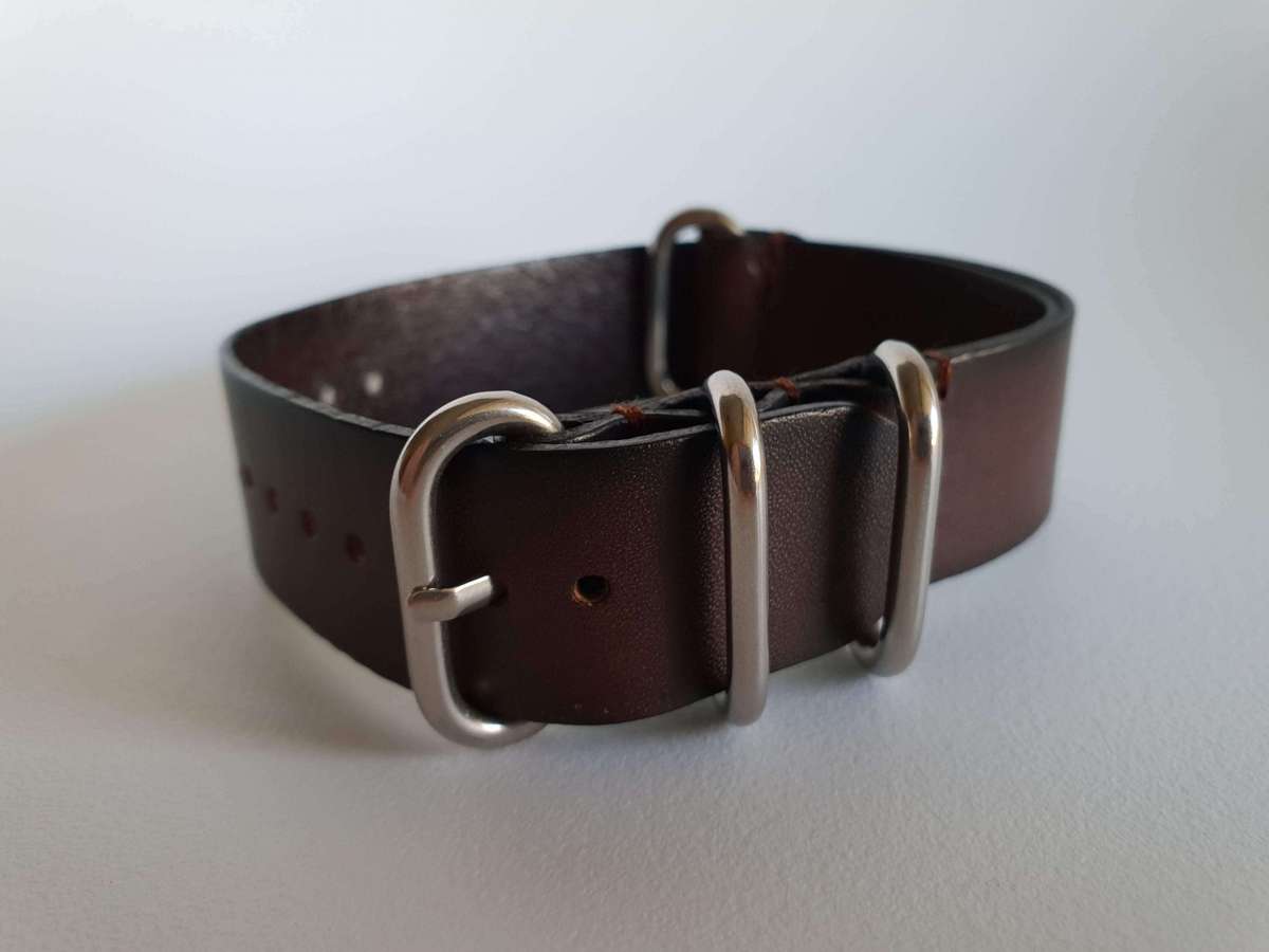 22mm PU Leather Nato Watch Strap Brown