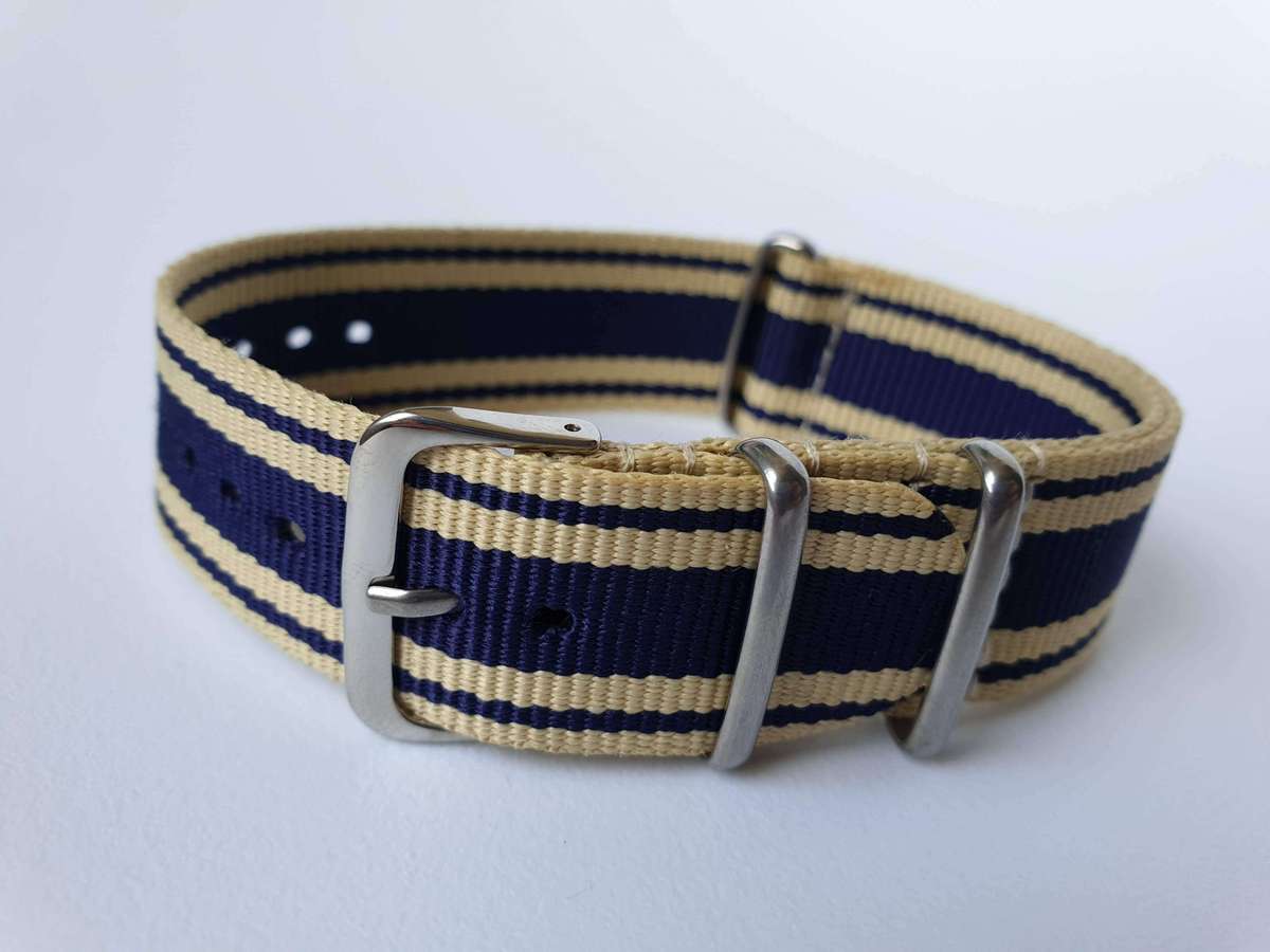 20mm Nato Watch Strap Beige/Navy