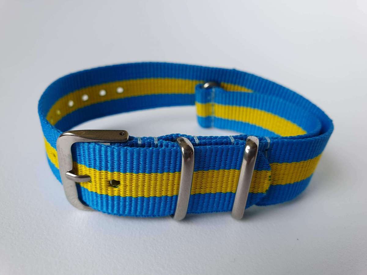 18mm Nato Watch Strap Light Blue/Yellow