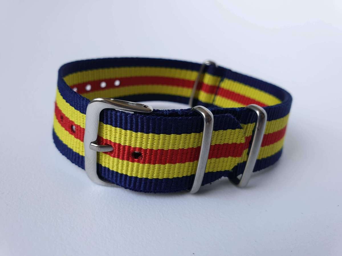 22mm Nato Watch Strap Navy/Yellow/Red
