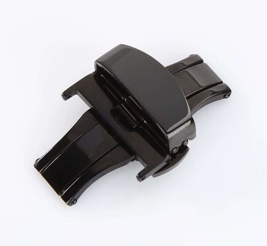Deployant Clasp/Buckle with Double Push Button Release (Black) - 22mm